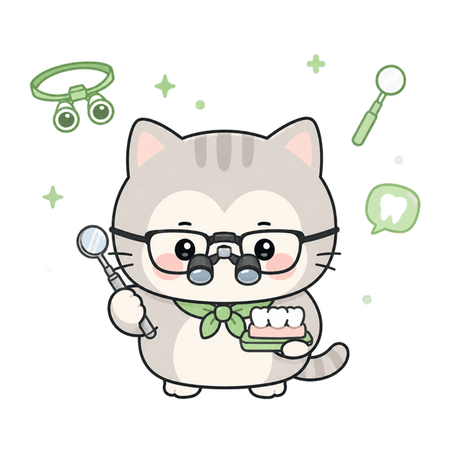 ルーペ越しの沈黙職人・ネコのイラスト